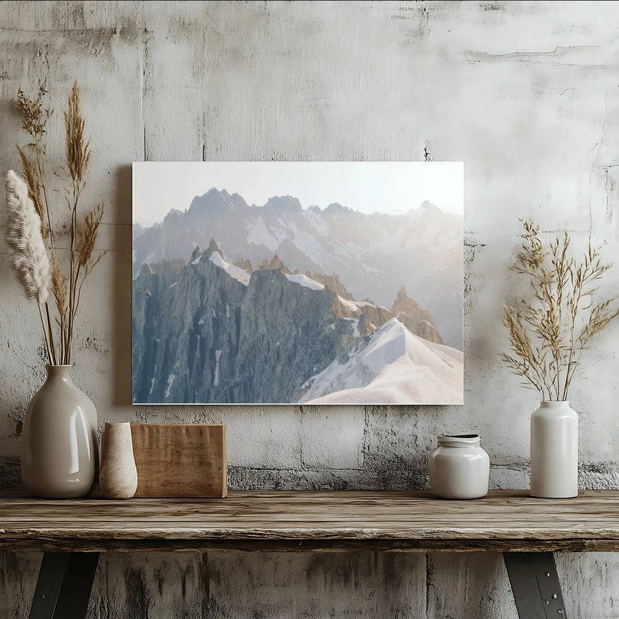 Mountain Landscape Canvas Print | Panoramic Snowy Peaks Photo | Thick Gallery Wrap Canvas | Modern Rustic Wall Decor Gift