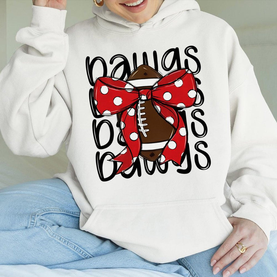 Cute Georgia Dawgs Hoodie With Football Bow Georgia Football Unisex Hoodie Gift For Her Or Him On Game Days
