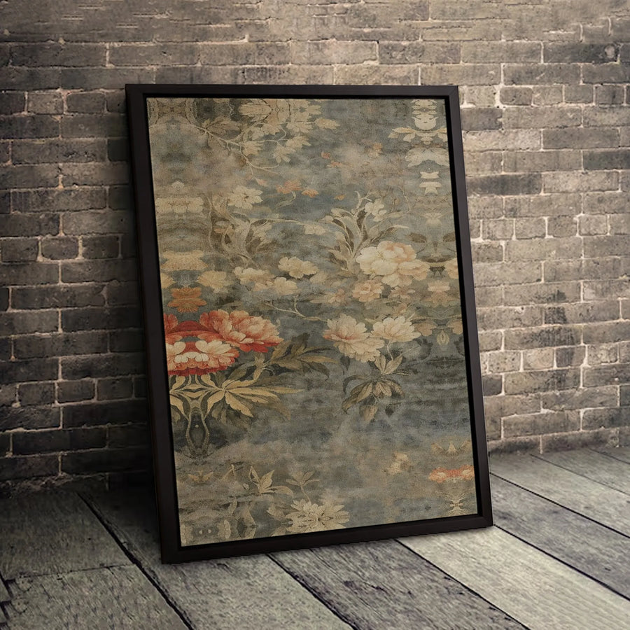 Moody Floral Canvas Wall Art | Vintage Peony Botanical Print | Premium Gallery-Wrapped 1.25" Profile | Elegant Dark Academia Home Decor