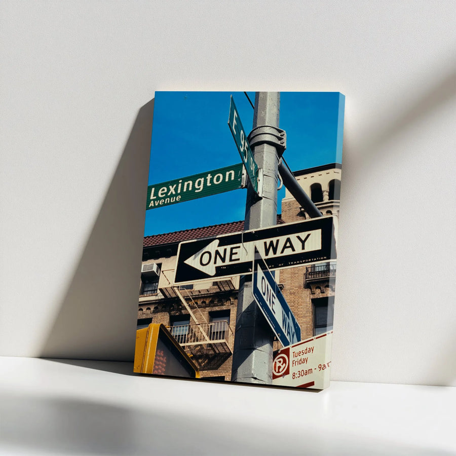 NYC Street Sign Vertical Canvas | Lexington Avenue Photography Print | Premium 1.25" Thick Gallery Wrap | Urban Home Decor Gift for New Yorker