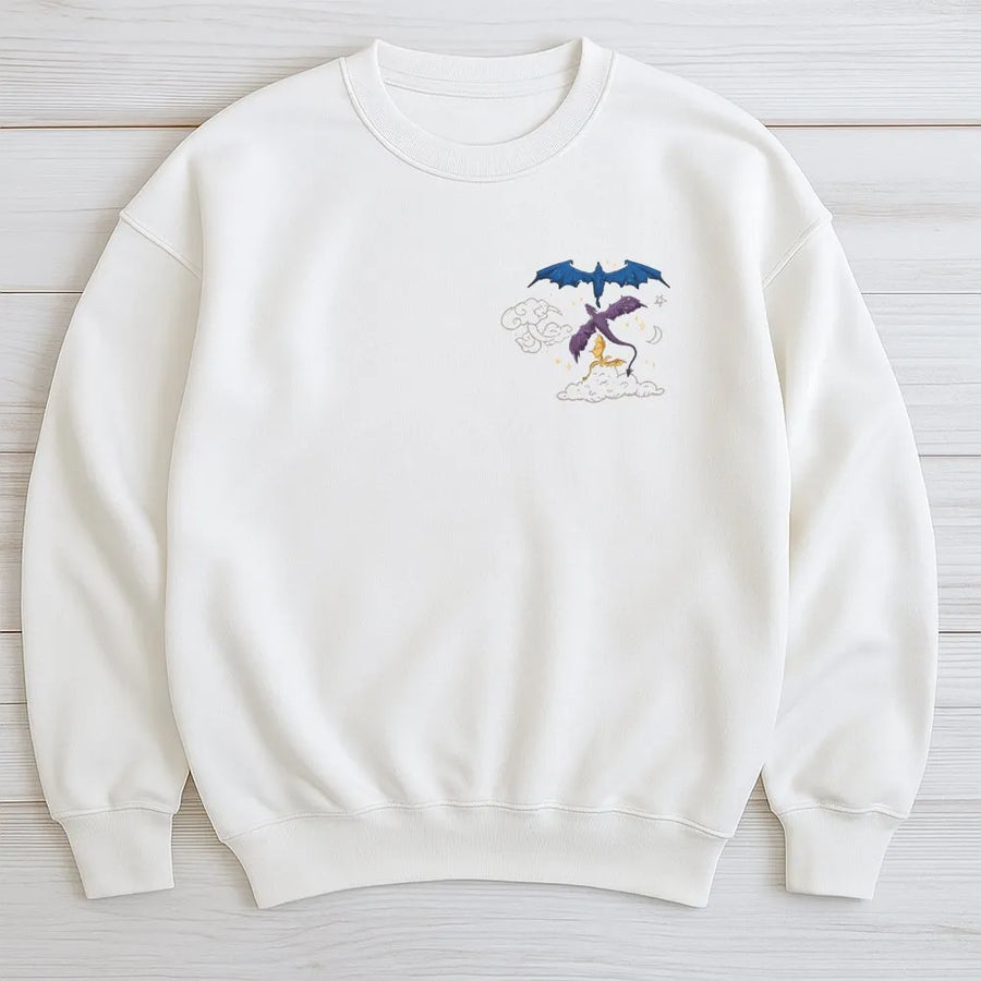 Dragon Sweatshirt | Minimalist Celestial Dragons Pocket Print | Premium Cotton Tee | Gift for Fantasy Lover