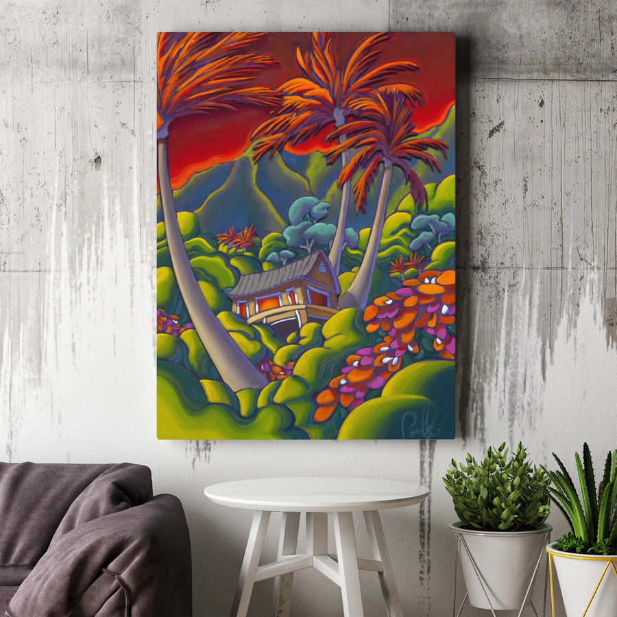 Hawaiian Wall Art Canvas | Vibrant Tropical Palm Tree Painting | Premium Fade-Resistant Print | Living Room & Bedroom Decor Gift