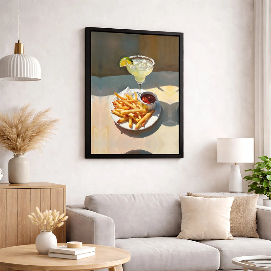 Margarita and French Fries Canvas Art | Kitchen Foodie Wall Decor | Premium Fade-Resistant Print | Gift for Bar and Home Decor Lovers