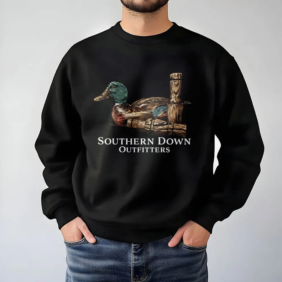 Mallard Duck Decoy Sweatshirt | Rustic Hunting Call Graphic | Premium Cotton Blend | Gift for Duck Hunters and Outdoorsmen