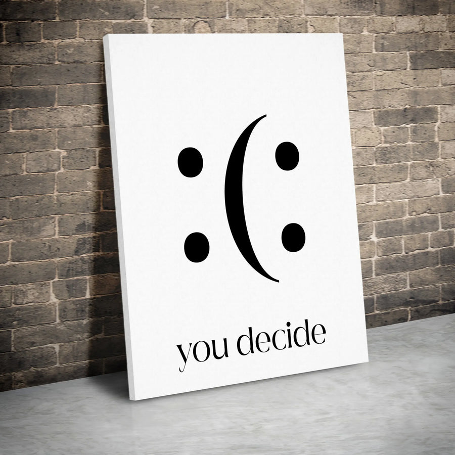You Decide Canvas Print | Minimalist Happy Sad Face Optical Illusion | Gallery-Quality 1.25 Inch Wrap | Modern Office & Home Wall Decor Gift