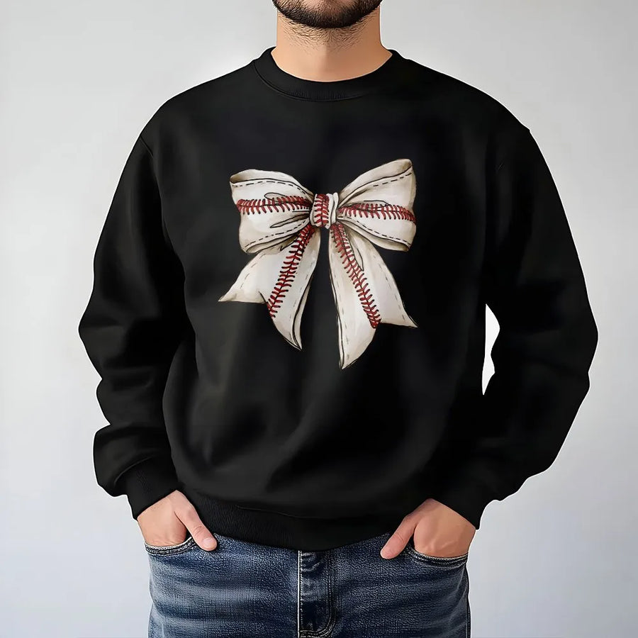 Baseball Bow Sweatshirt | Coquette Aesthetic Graphic Design | Premium Cotton Blend | Gift For Sports Mom and Baseball Fan