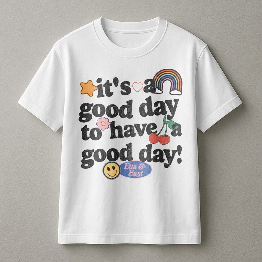 It's A Good Day To Have A Good Day T-Shirt | Retro Smiley Face Aesthetic Tee | Premium 100% Cotton | Positive Vibe Gift for Women and Teens