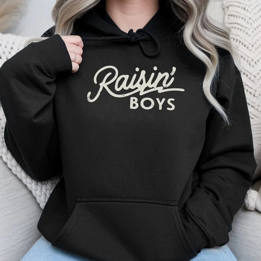 Raisin Boys Hoodie | Vintage 90s Style Graphic Text | Cotton Blend Premium Sweatshirt | Gift for Boy Mom