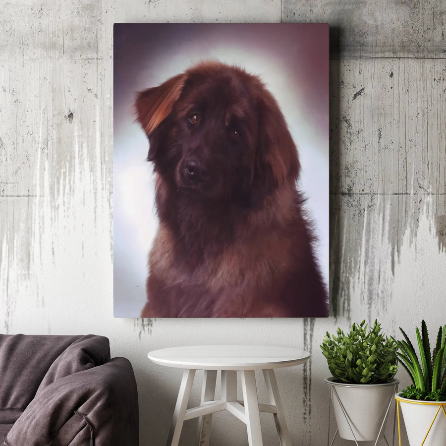 Leonberger Dog Canvas Wall Art | Vintage Style Pet Portrait | Premium Gallery Wrapped Print | Unique Dog Lover Home Decor Gift