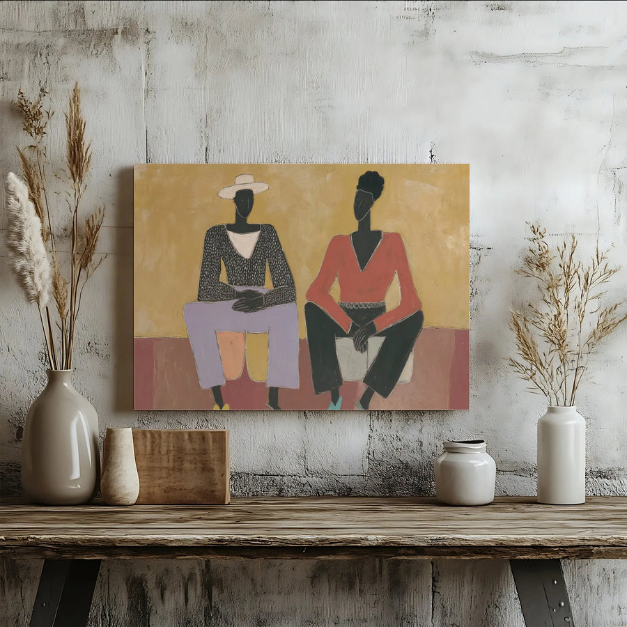 Abstract African American Art Canvas | Modern Minimalist Figural Painting | Gallery Quality Premium Wall Decor | Unique Black Home Interior Gift