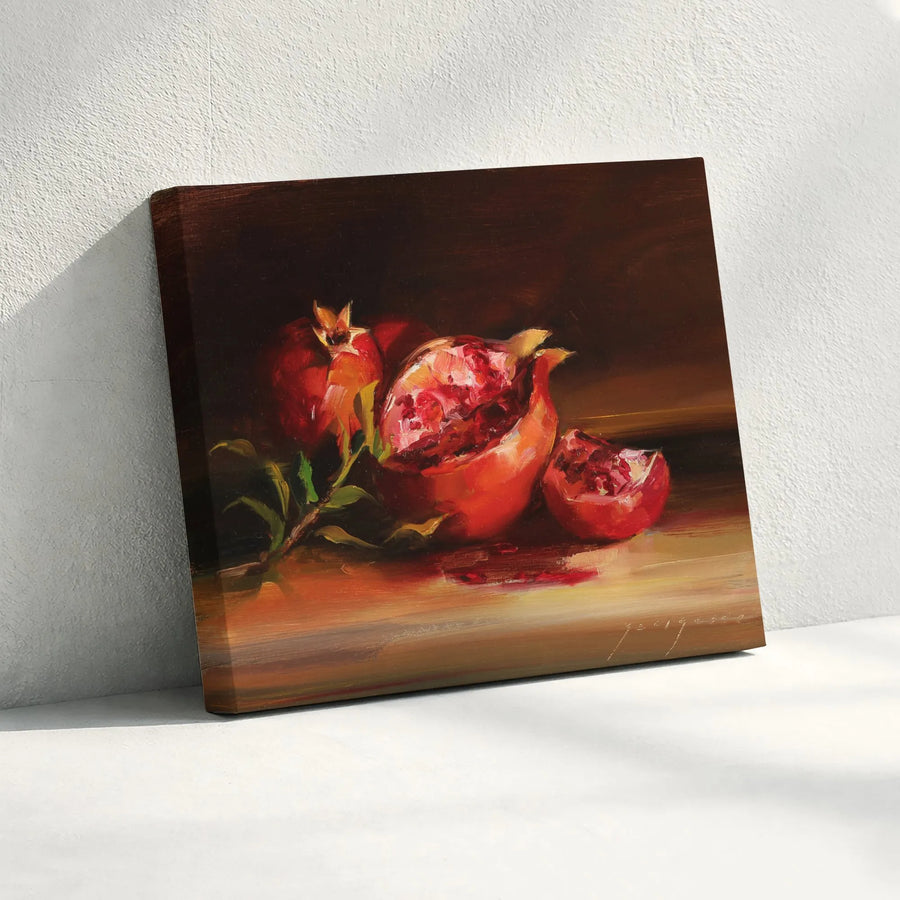 Pomegranate Canvas Art | Vintage Still Life Fruit Painting Print | Premium 1.25" Thick Canvas | Kitchen & Dining Room Wall Decor Gift