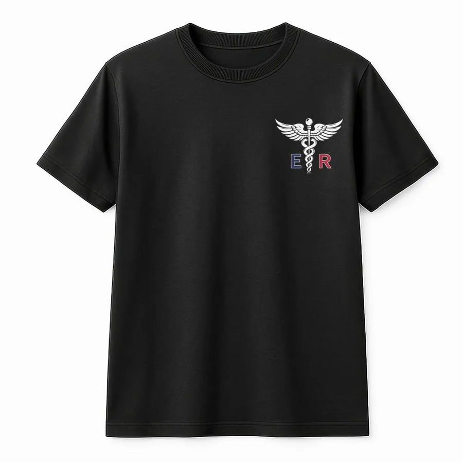Emergency Room T-Shirt | French Flag Caduceus Medical Symbol | Premium Cotton Tee | Gift for ER Nurse Doctor Paramedic