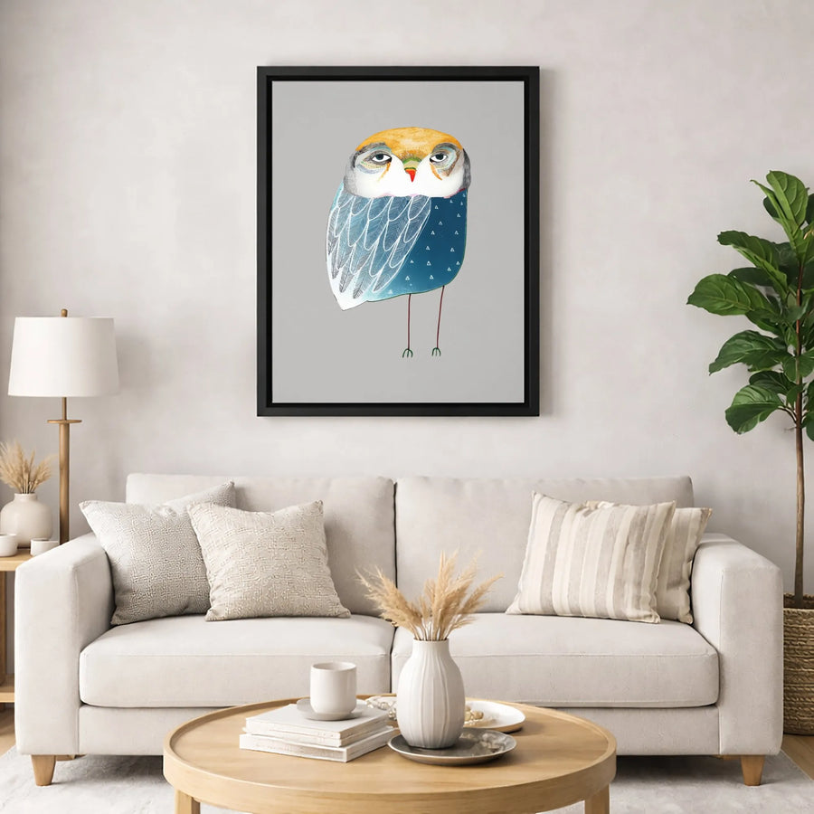 Whimsical Owl Canvas Art | Modern Abstract Bird Illustration | Premium Gallery Wrapped Wall Decor | Unique Nursery & Office Gift