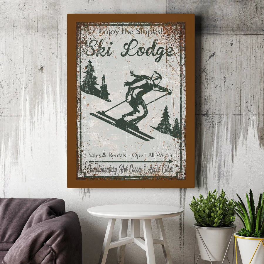 Ski Lodge Wall Art | Vintage Winter Sports Decor | Gallery Quality Canvas Print | Mountain Cabin Gift for Skiers