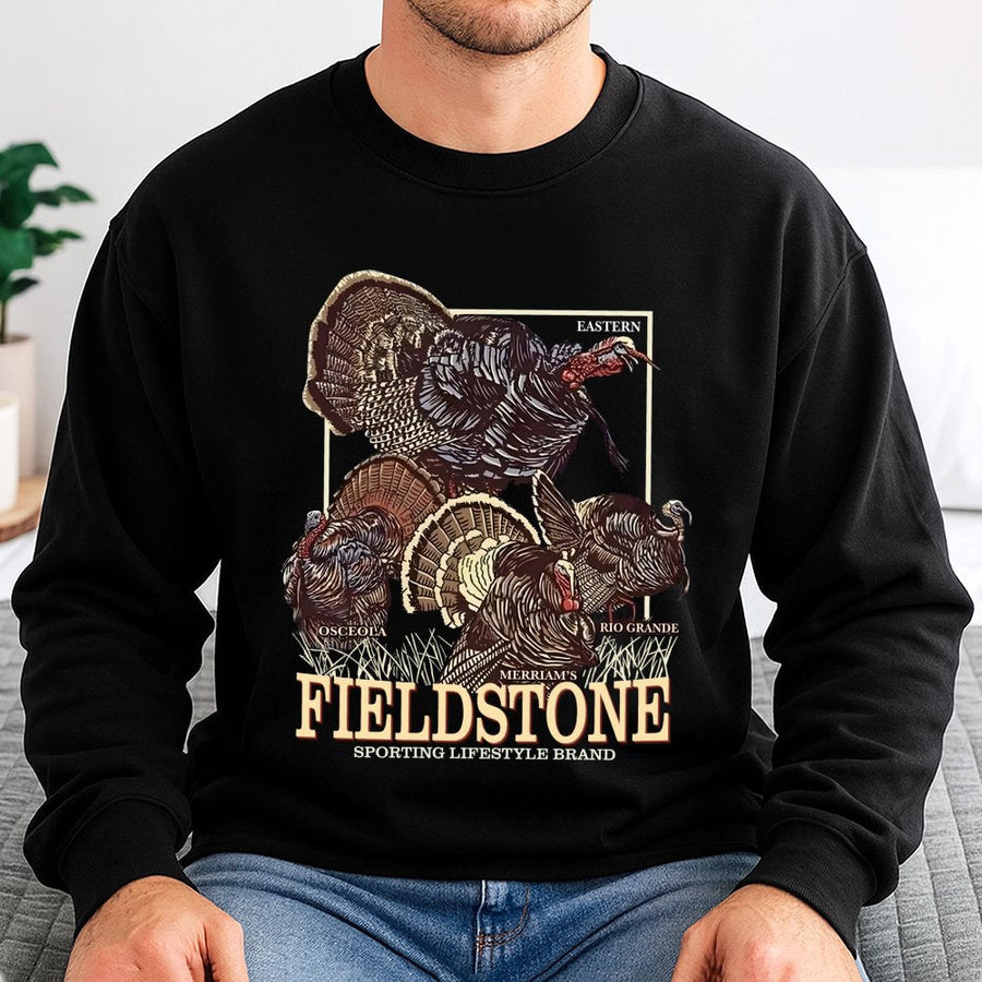 Wild Turkey Hunting Sweatshirt | Vintage Wildlife Graphic Print | Premium Cotton Blend Apparel | Outdoor Sports Gift for Hunters