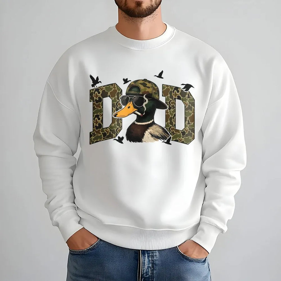 Duck Hunting Dad Sweatshirt | Funny Mallard Duck Camo Graphic | Soft Cotton Blend | Gift for Hunter Dad