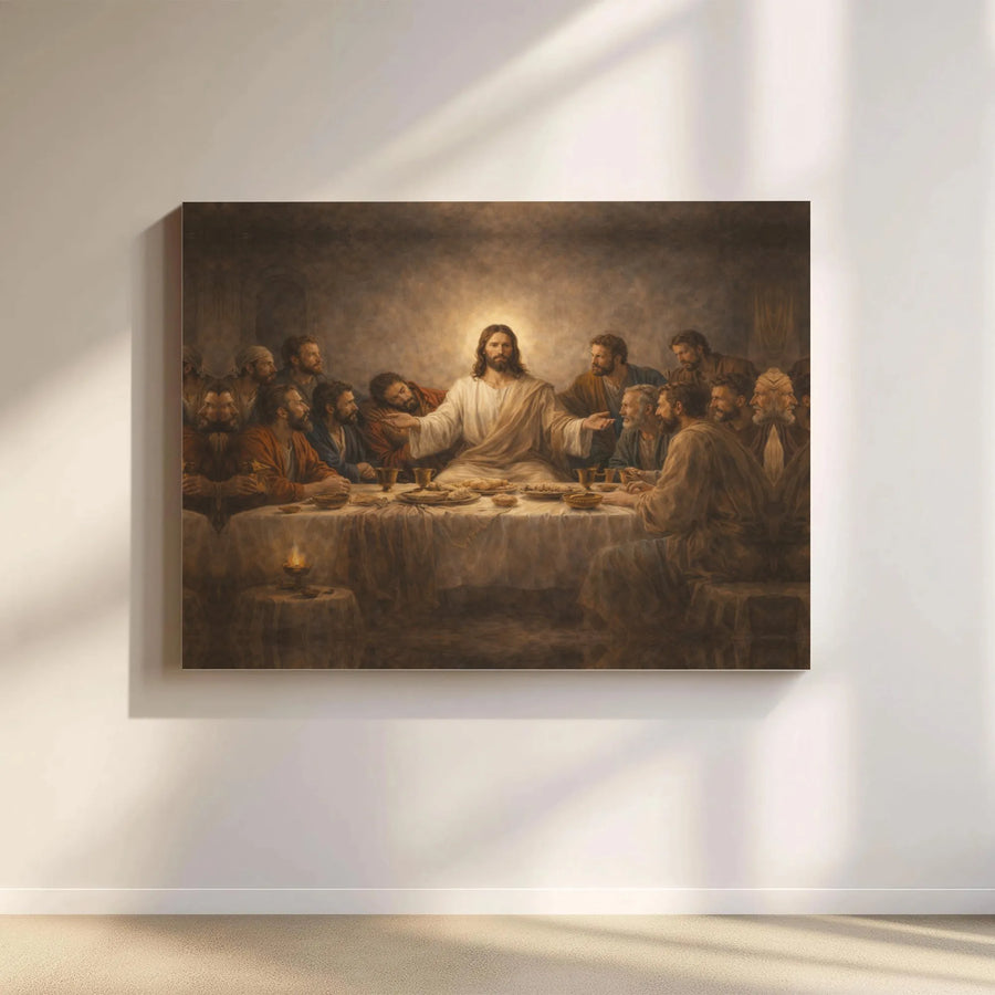 The Last Supper Canvas Wall Art | Jesus and Disciples Biblical Scene | Premium Gallery Wrapped Canvas | Christian Home Decor Gift