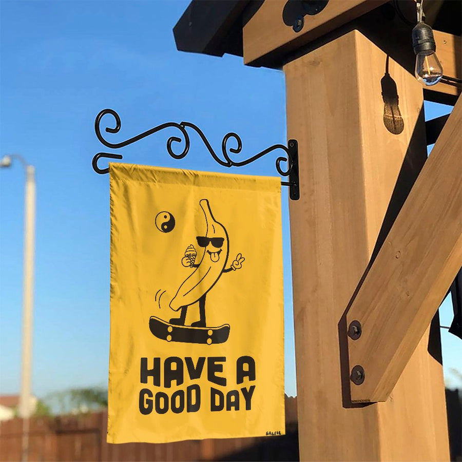 Banana Skateboard Garden Flag | Have A Good Day Retro Art | Weather-Resistant Polyester | Fun Outdoor Yard Decor Gift