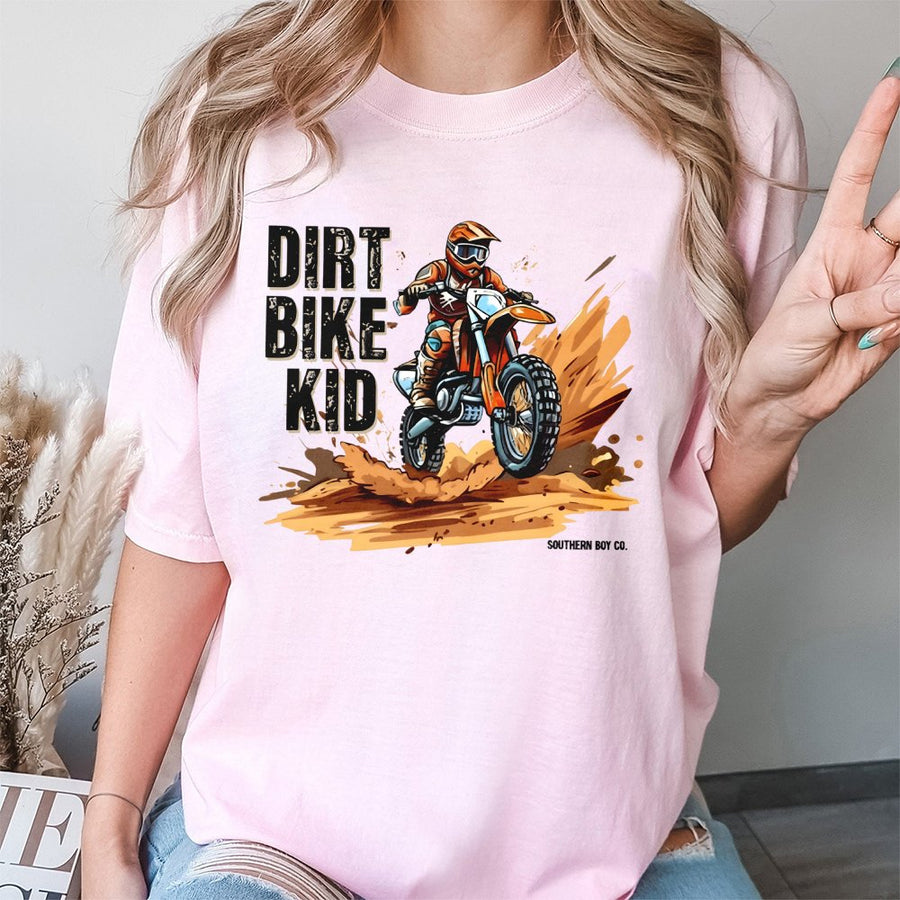 Dirt Bike Kid Graphic T-Shirt | Motocross Off-Road Racing Design | Premium 100% Cotton Apparel | Gift for Dirt Biker Kids and Teens