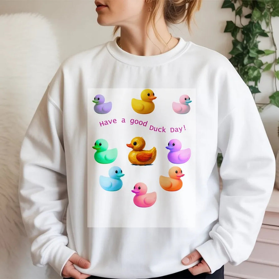Funny Duck Sweatshirt | 'Have a Good Duck Day' Pun Graphic | Premium Cotton-Blend Sweatshirt | Sarcastic Novelty Gift for Adults