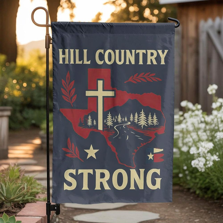 Texas Hill Country Flag | Religious Cross & State Pride Design | Weather-Resistant Polyester | Outdoor Yard Decor Gift