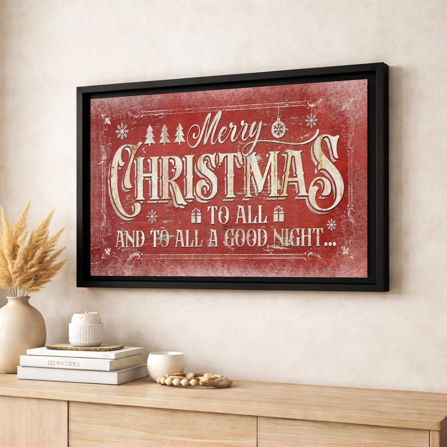 Merry Christmas Wall Art | Rustic Red Holiday Canvas Print | Premium Farmhouse Home Decor | Festive Quote Gift For Christmas Enthusiasts