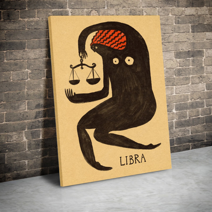 Libra Zodiac Wall Art | Abstract Astrology Figure With Scales Print | Premium 1.25-Inch Gallery Canvas | Unique Birthday Gift for Her or Him