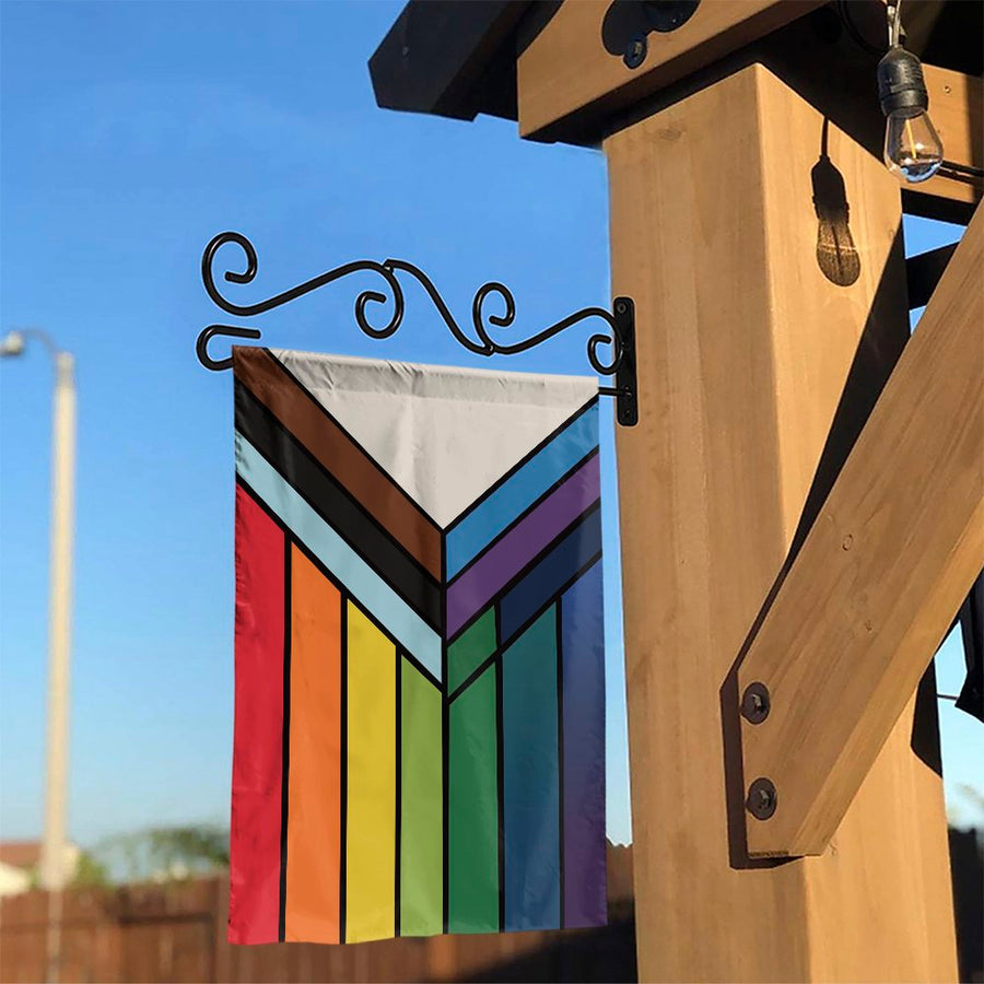 Progress Pride Garden Flag | Modern Geometric Inclusion Design | Premium UV-Resistant Polyester | Outdoor Yard Decor Gift