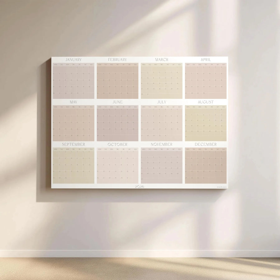 2026 Yearly Wall Calendar Canvas | Minimalist Neutral Monthly Planner | Gallery Wrapped Premium Wall Art | Modern Home & Office Decor Gift