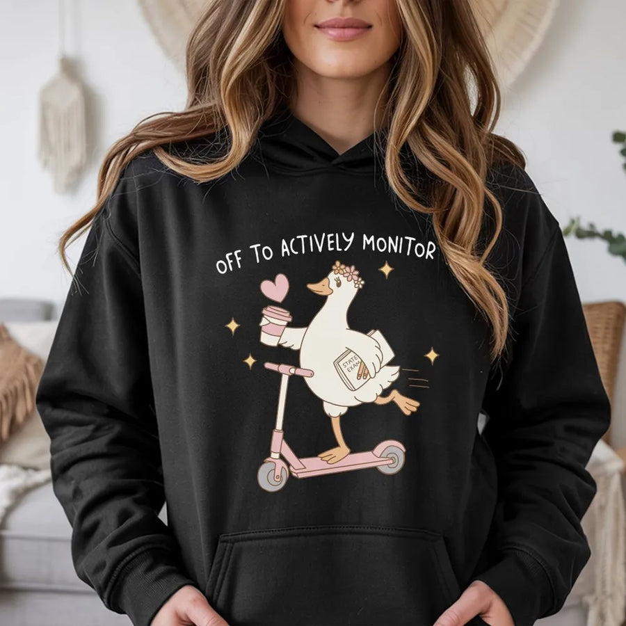 Teacher Testing Day Shirt | Funny Goose on Scooter Graphic | Soft Cotton Tee | State Exam Proctor Gift for Teacher Crew