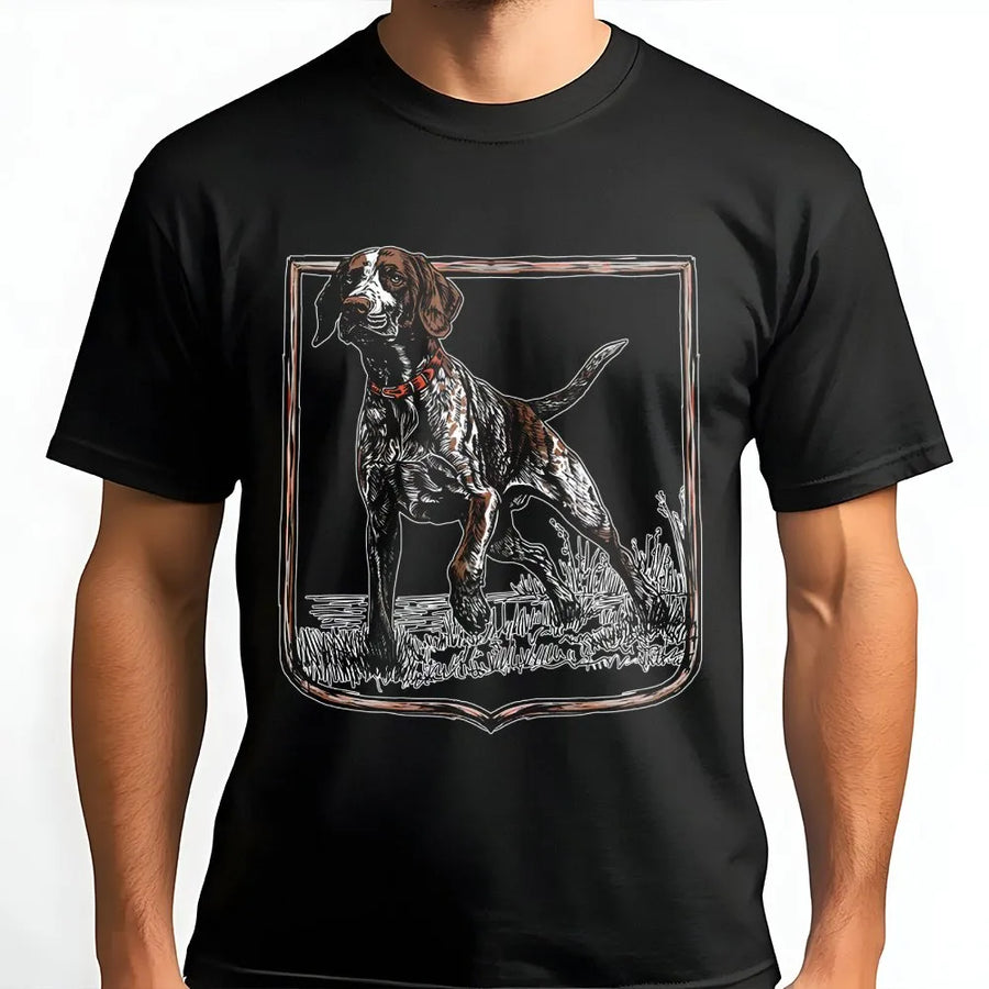 German Shorthaired Pointer T-Shirt | Rustic GSP Hunting Dog Graphic | Premium Cotton Unisex Tee | Gift for Bird Dog Owner & Outdoorsman