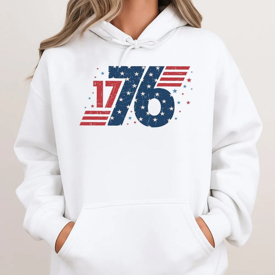 1776 Hoodie | Vintage American Flag Graphic | Premium Cotton Blend | Patriotic Gift for 4th of July