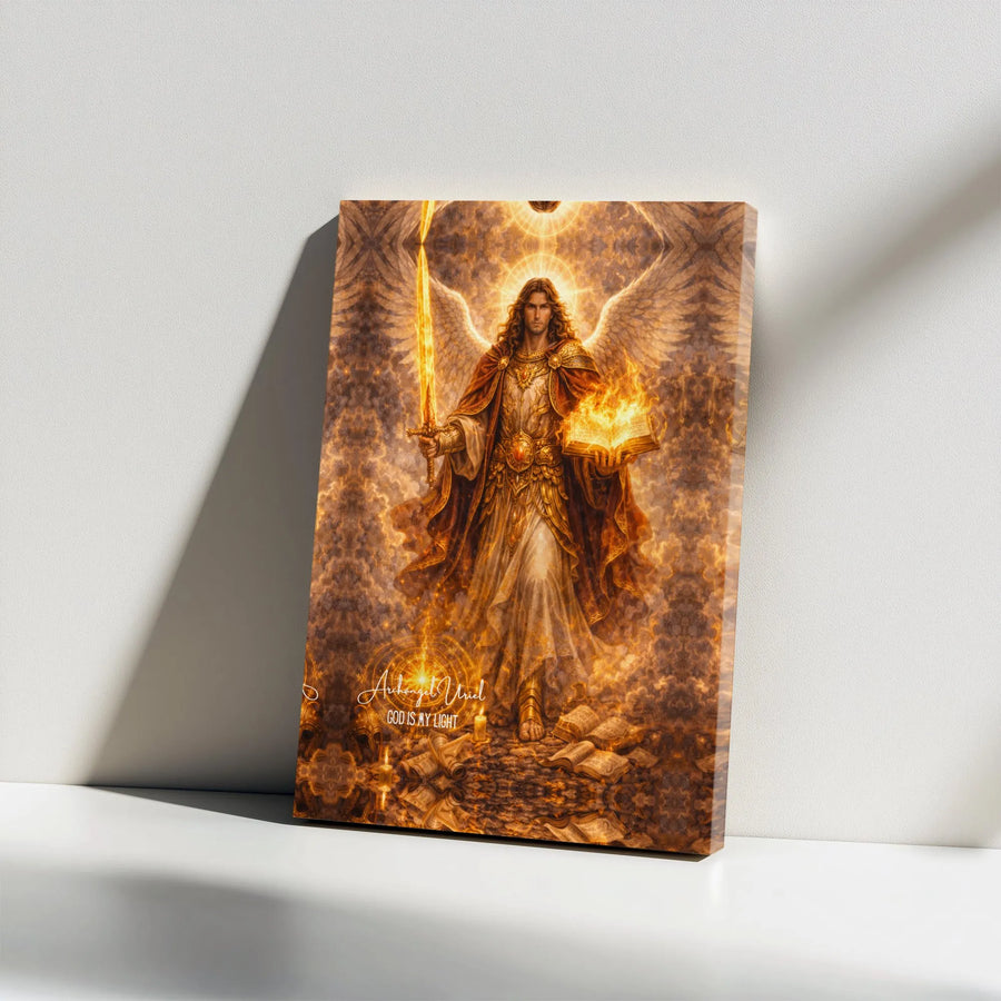 Archangel Uriel Canvas Wall Art | God Is My Light Religious Art | Premium Gallery Wrapped Canvas | Spiritual Gift for Christian Home Decor