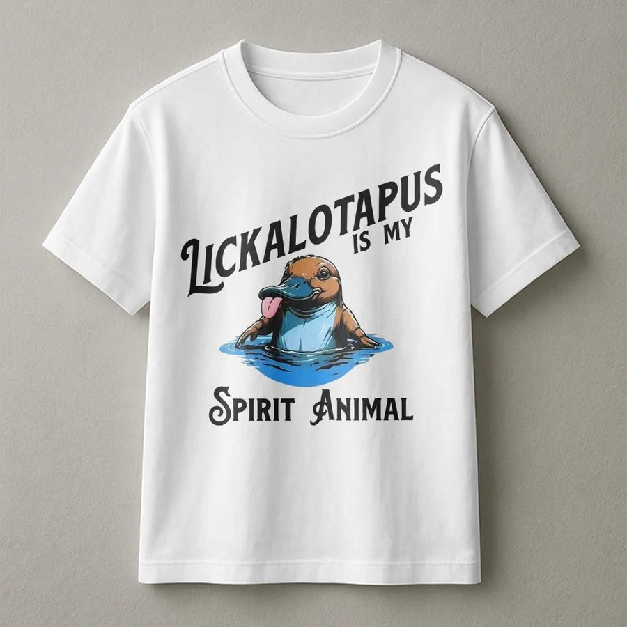 Lickalotapus Spirit Animal T-Shirt | Funny Platypus Graphic | Premium Cotton Tee | Unique Novelty Gift for Men & Women