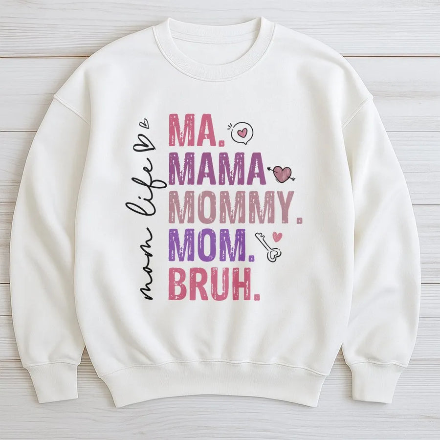 Funny Mom Bruh Sweatshirt | Humorous Mom Life Quote Graphic | Cozy Cotton Blend Pullover | Unique Mother's Day Gift for Her