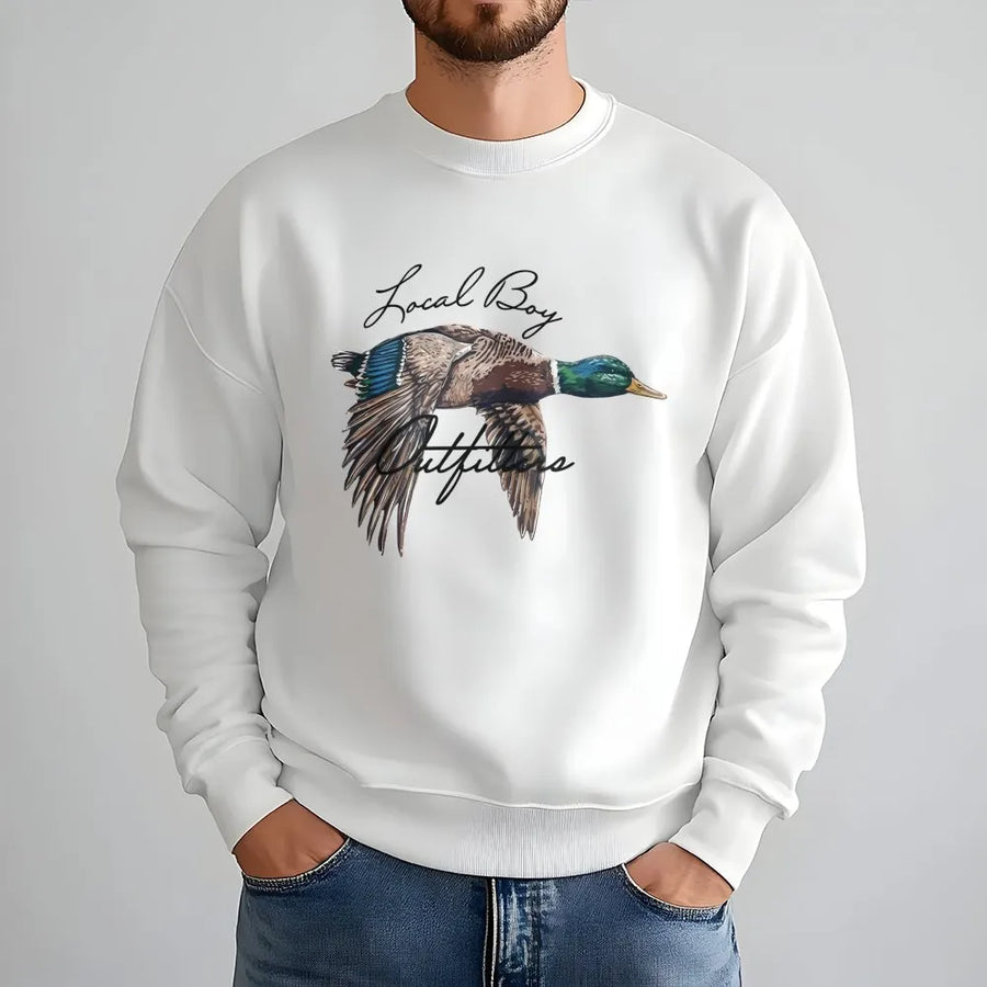 Mallard Duck Sweatshirt | Flying Duck Hunting Nature Graphic | Premium Cotton Blend | Gift For Outdoorsman And Wildlife Enthusiasts