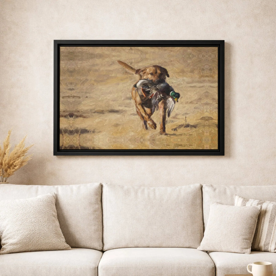 Labrador Retriever Canvas Wall Art | Hunting Dog With Mallard Duck Print | Premium Gallery Wrap 1.25" Profile | Rustic Wildlife Decor Gift For Hunters