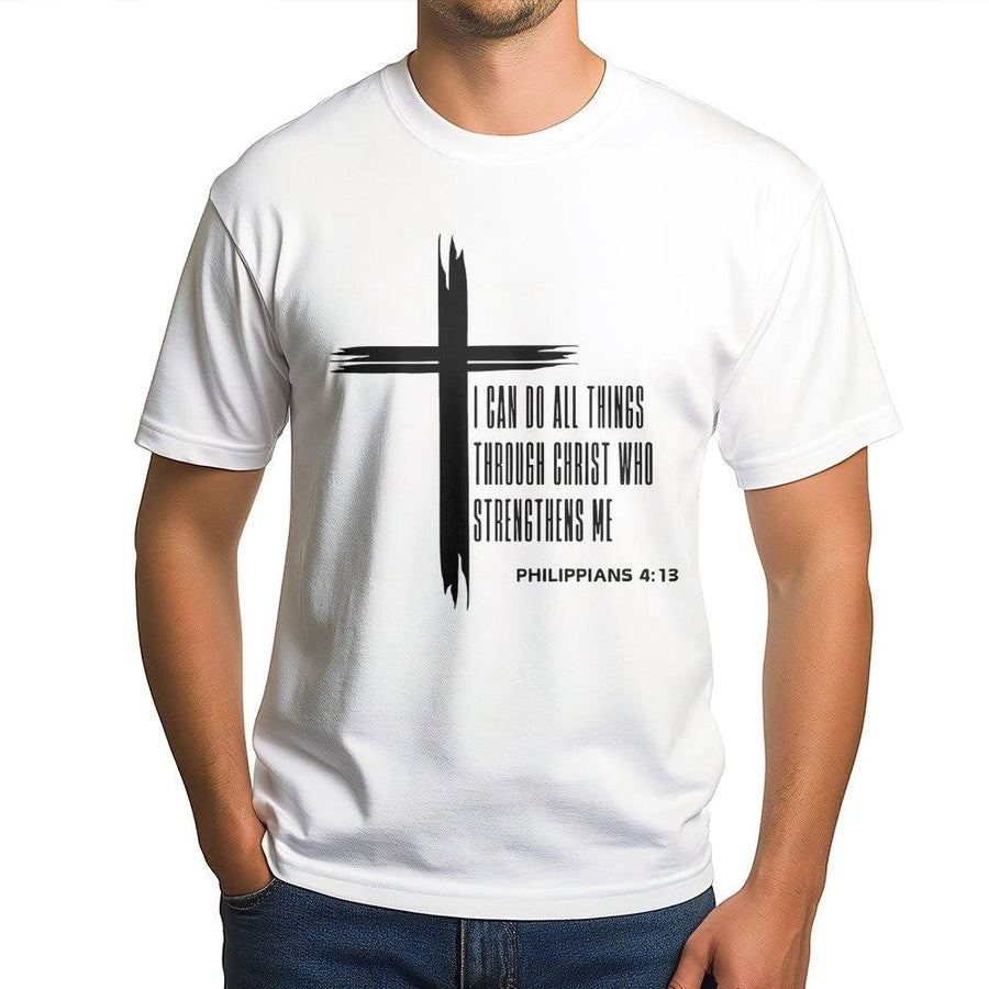 Philippians 4:13 T-Shirt | Christian Cross Graphic Tee | 100% Soft Cotton Premium Quality | Religious Gift for Men and Women