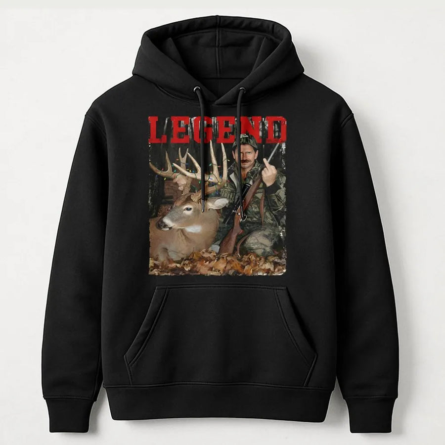Legend Hunter Hoodie | Retro Deer Hunting Graphic | Premium Cotton Blend | Funny Outdoorsman Gift for Him
