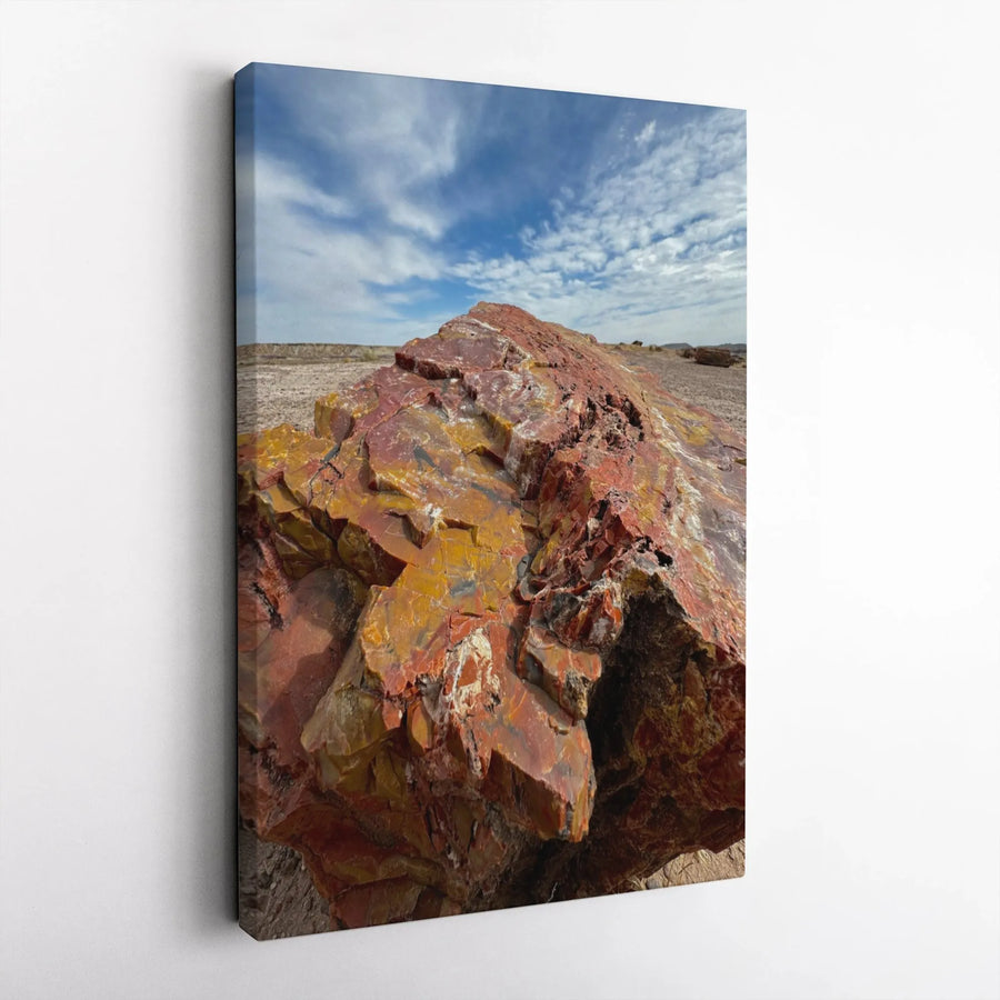 Petrified Wood Desert Landscape Canvas | Vibrant Geological Art Print | 1.25-Inch Gallery-Quality Profile | Nature Lover Home Decor Gift