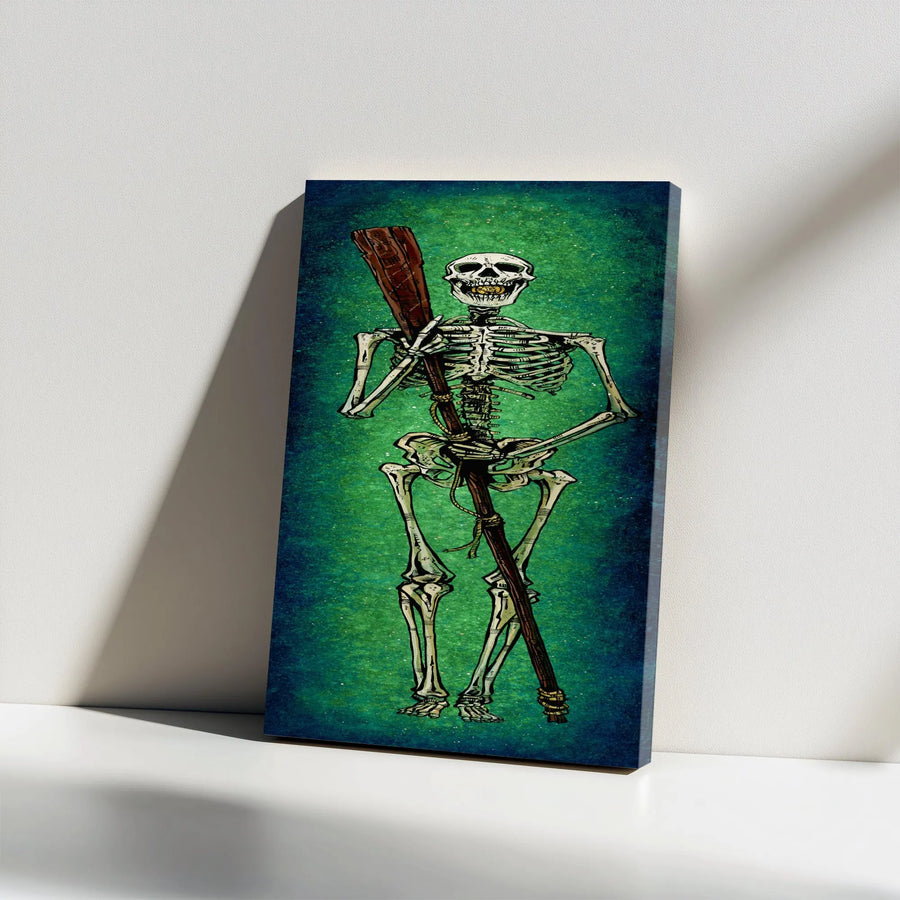 Charon Ferryman Vertical Canvas | Greek Mythology Skeleton with Paddle Art | Premium Thick Gallery Wrap | Collector's Gothic Underworld Home Decor