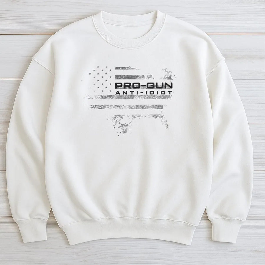 Pro Gun Second Amendment Sweatshirt | Distressed American Flag Graphic | 100% Cotton Tee | Patriotic Gift for 2A Supporter