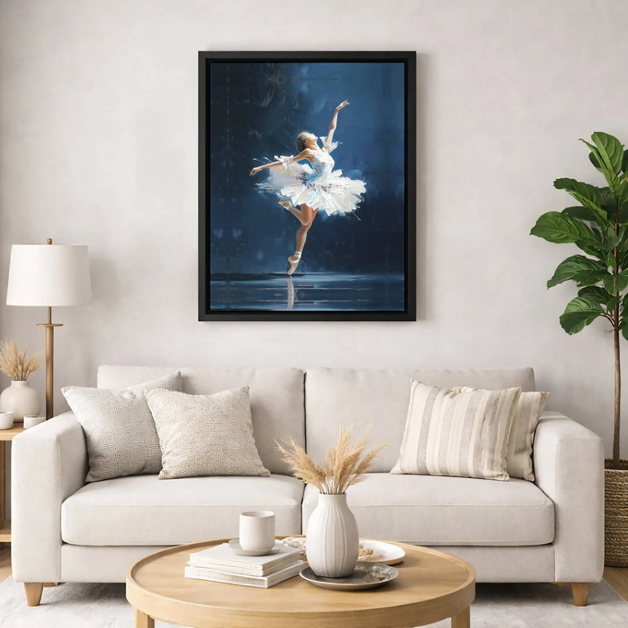 Ballerina Canvas Wall Art | Impressionist Dancer in White Tutu | Premium Fade-Resistant Gallery Wrap | Elegant Home Decor Gift for Her
