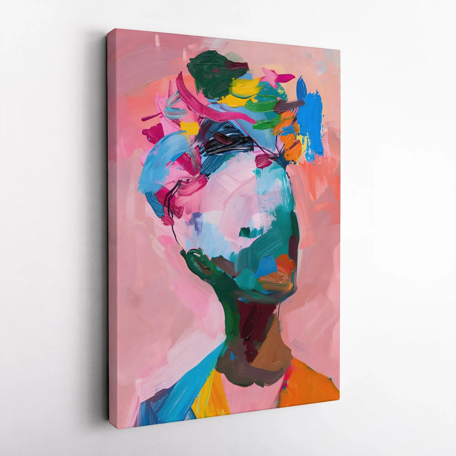 Abstract Portrait Wall Art | Colorful Expressive Woman Canvas Painting | Premium Gallery Wrap Print | Modern Home Decor Gift