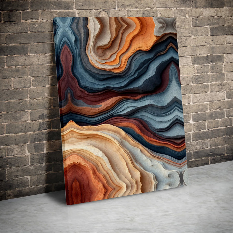 Abstract Geological Strata Canvas Art | Layered Earth Tone Wall Decor | Premium 1.25-Inch Gallery Wrap | Modern Minimalist Living Room Gift