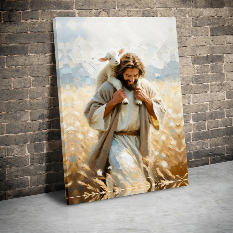 Jesus The Good Shepherd Canvas | Oil Painting Style Wall Art | 1.25 Inch Premium Gallery Wrap | Christian Home Decor Gift for Believers