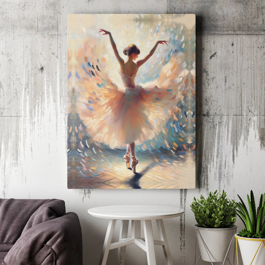 Ballerina Wall Art Canvas | Impressionist Dancer Oil Painting Print | Premium Gallery Wrap Decor | Elegant Home Gift for Her