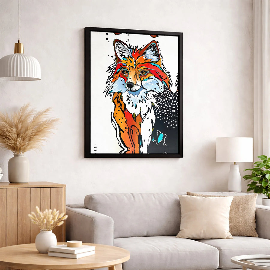 Colorful Fox Wall Art Canvas | Modern Abstract Animal Portrait | Gallery-Quality Fade-Resistant Print | Wildlife Home Decor Gift