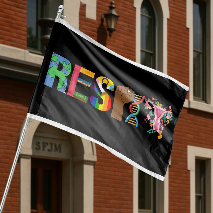 Resist House Flag | Equality Social Justice Garden Decor | Durable 100% Polyester | Feminist LGBTQ Pride Gift for Home Exterior