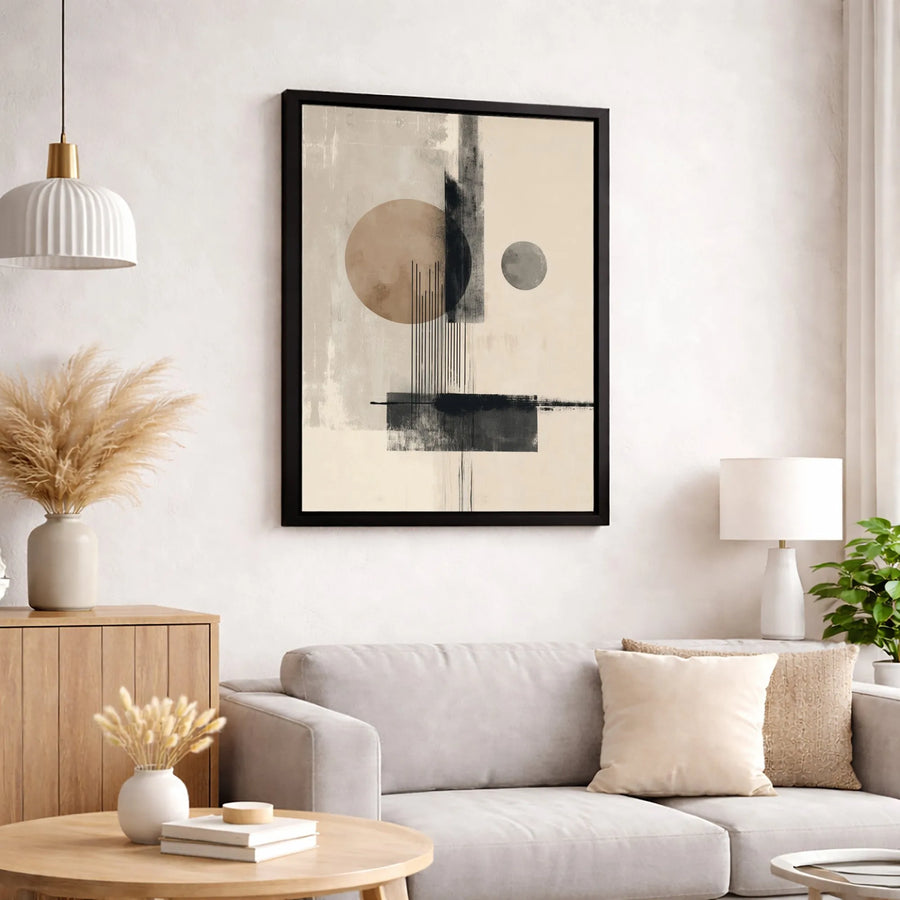 Abstract Geometric Wall Art | Minimalist Neutral Mid Century Modern Canvas Print | Premium Gallery Wrapped | Home Office Living Room Decor Gift